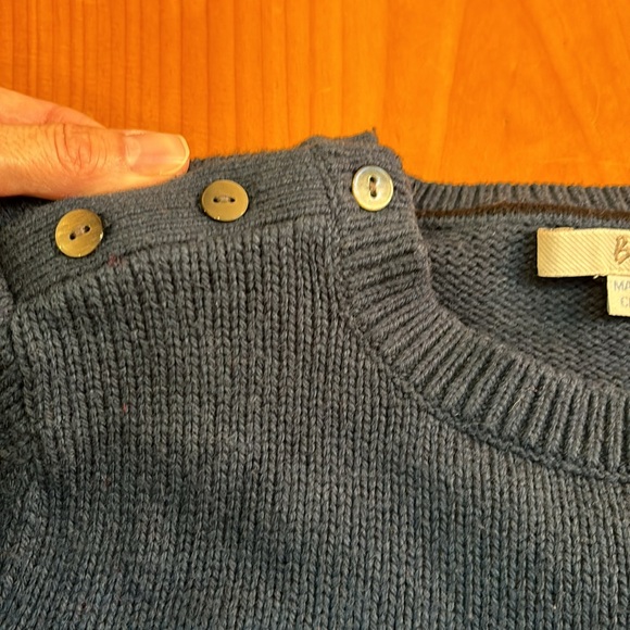 BODEN S Navy Blue Shoulder Button Crewneck Sweater Jumper Yak Wool - Picture 4 of 5